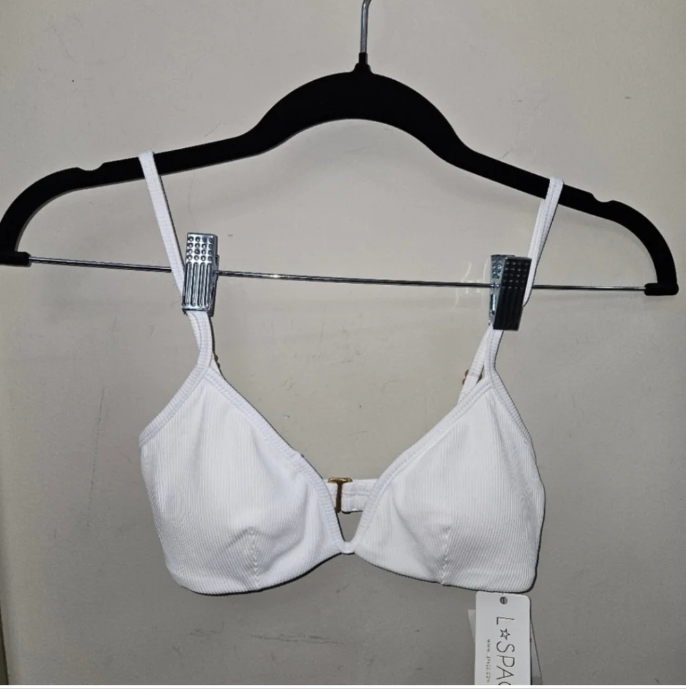 L*Space Helena Ribbed White Bikini Top XS NWT Adjustable Straps